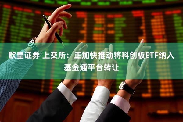 欧皇证券 上交所：正加快推动将科创板ETF纳入基金通平台转让